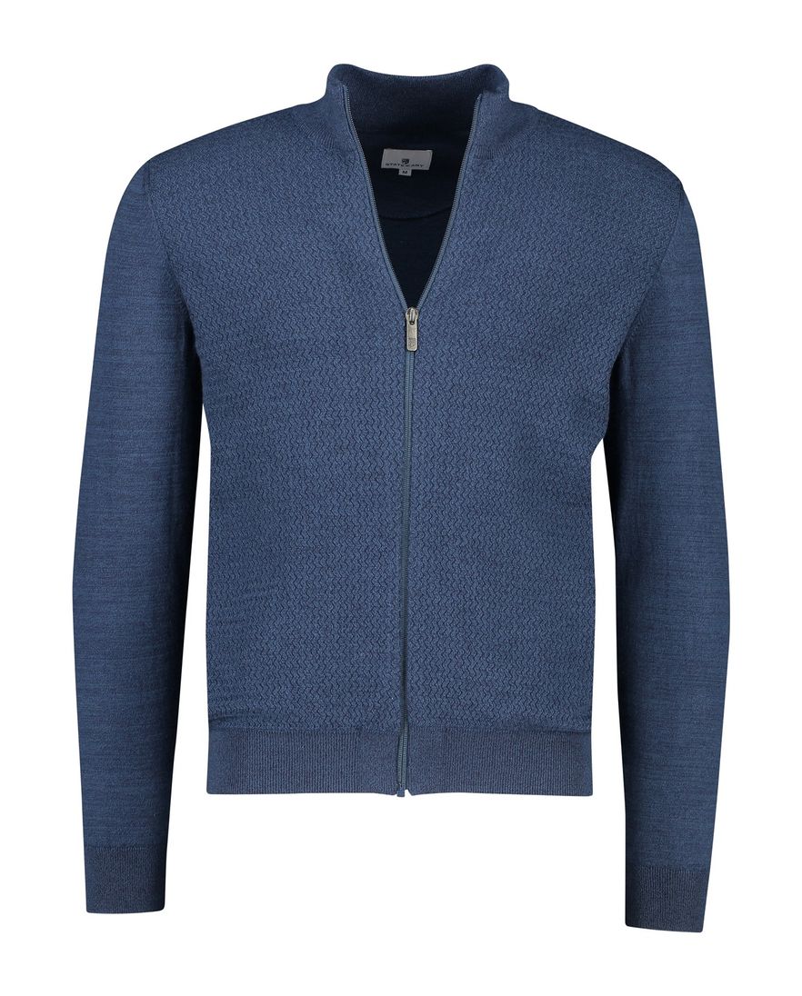 State of Art blauwe vest katoen wijde fit