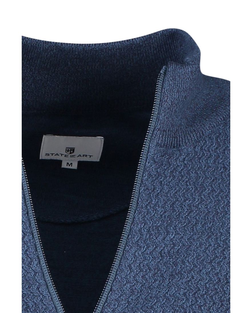 State of Art blauwe vest katoen wijde fit