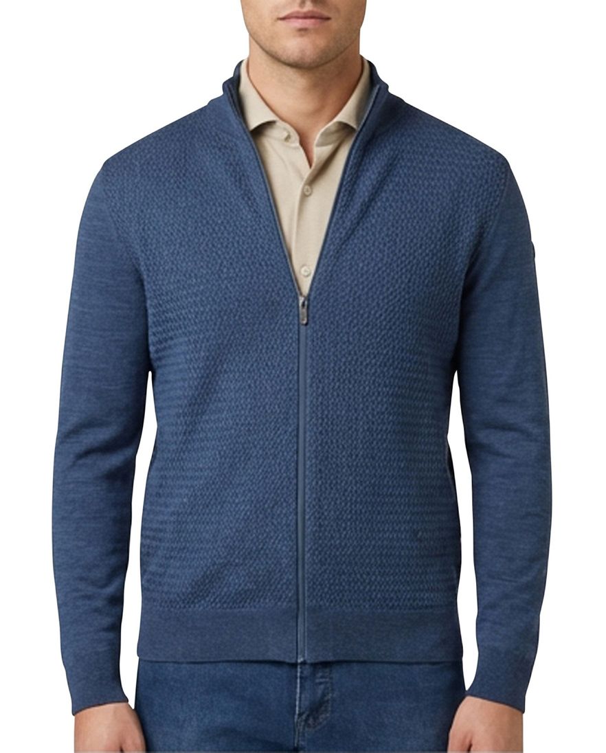 State of Art blauwe vest katoen wijde fit