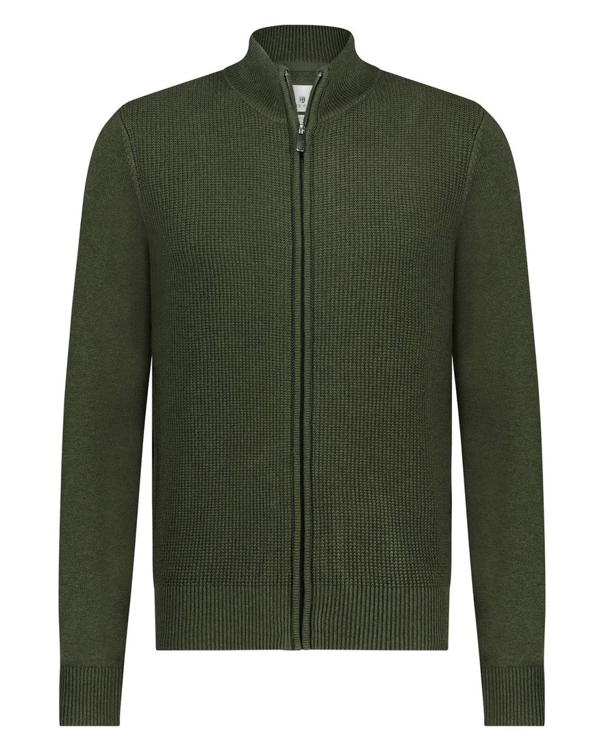 Groene State of Art vest opstaande kraag katoen