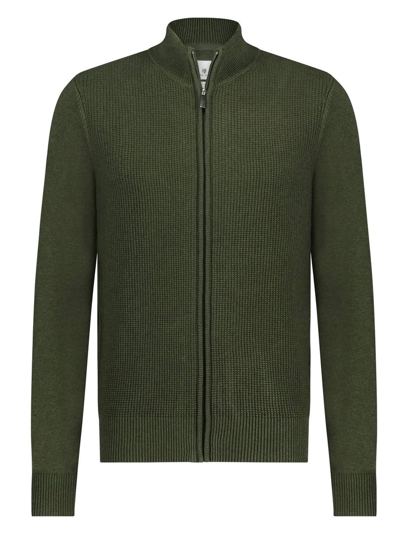 State of Art vest opstaande kraag katoen groen