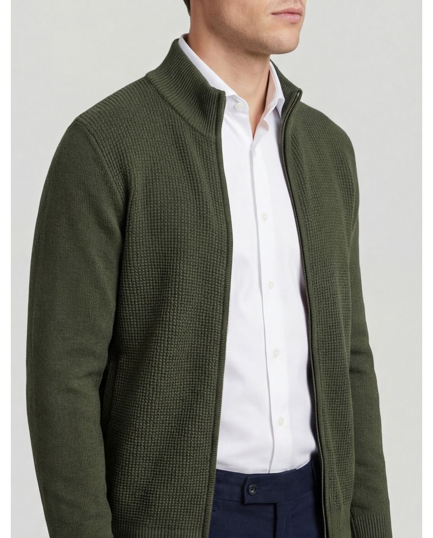 Groene State of Art vest opstaande kraag katoen