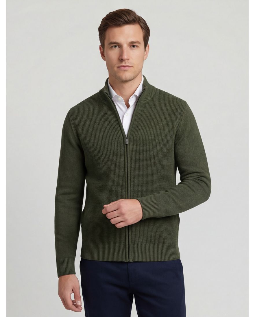 Groene State of Art vest opstaande kraag katoen