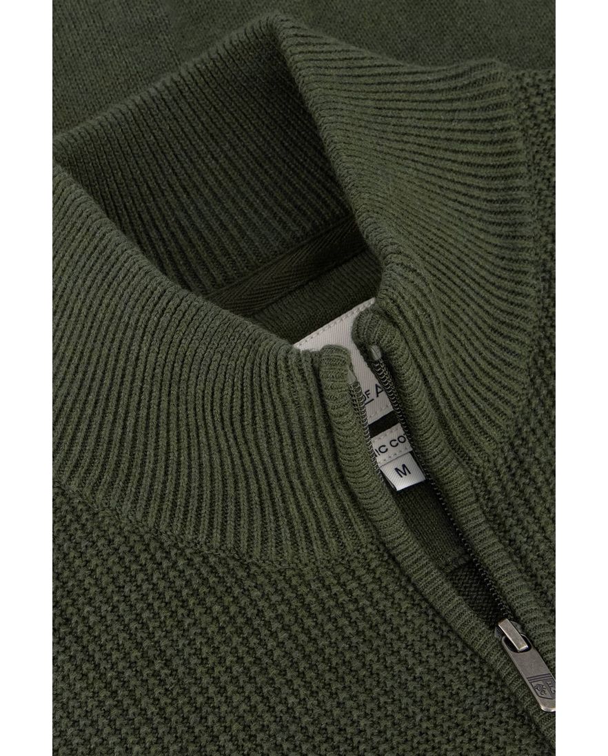 Groene State of Art vest opstaande kraag katoen