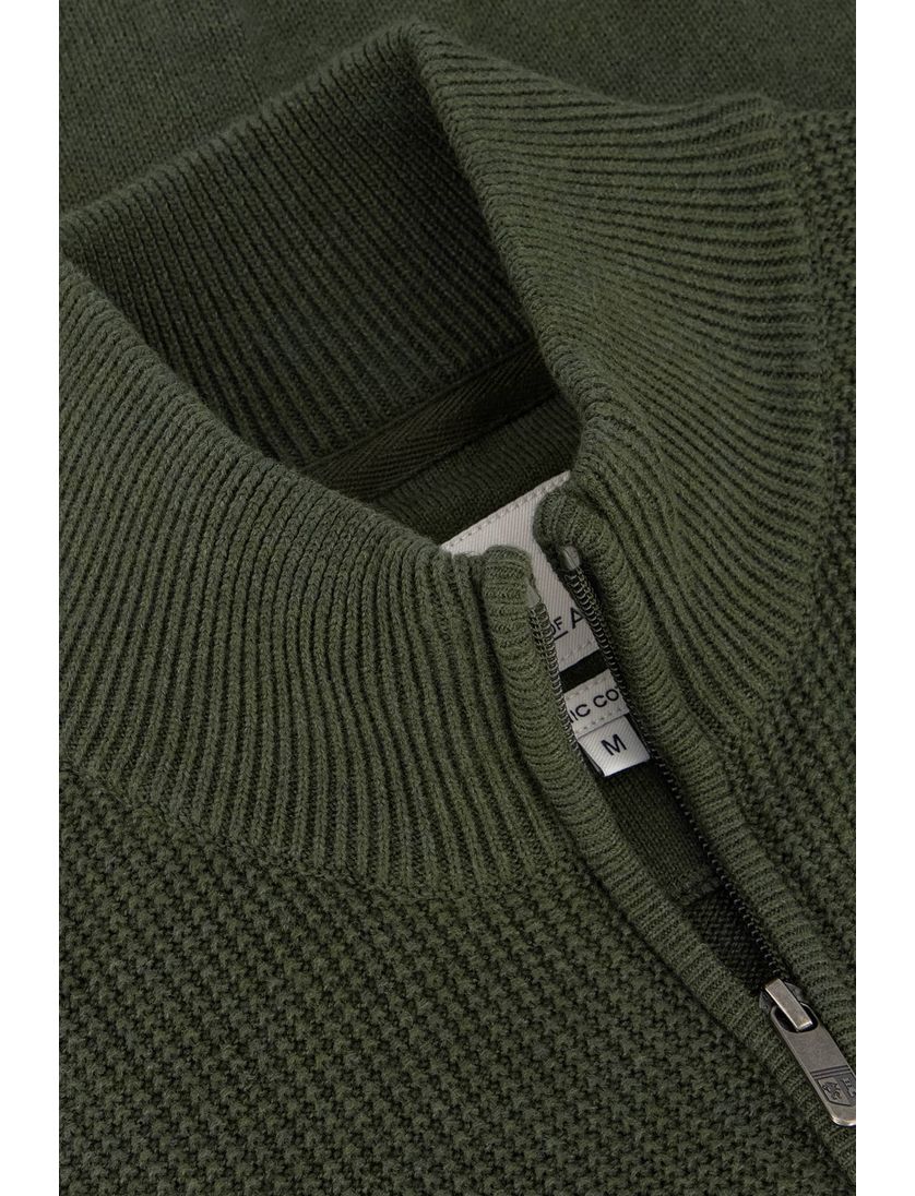 State of Art vest opstaande kraag katoen groen