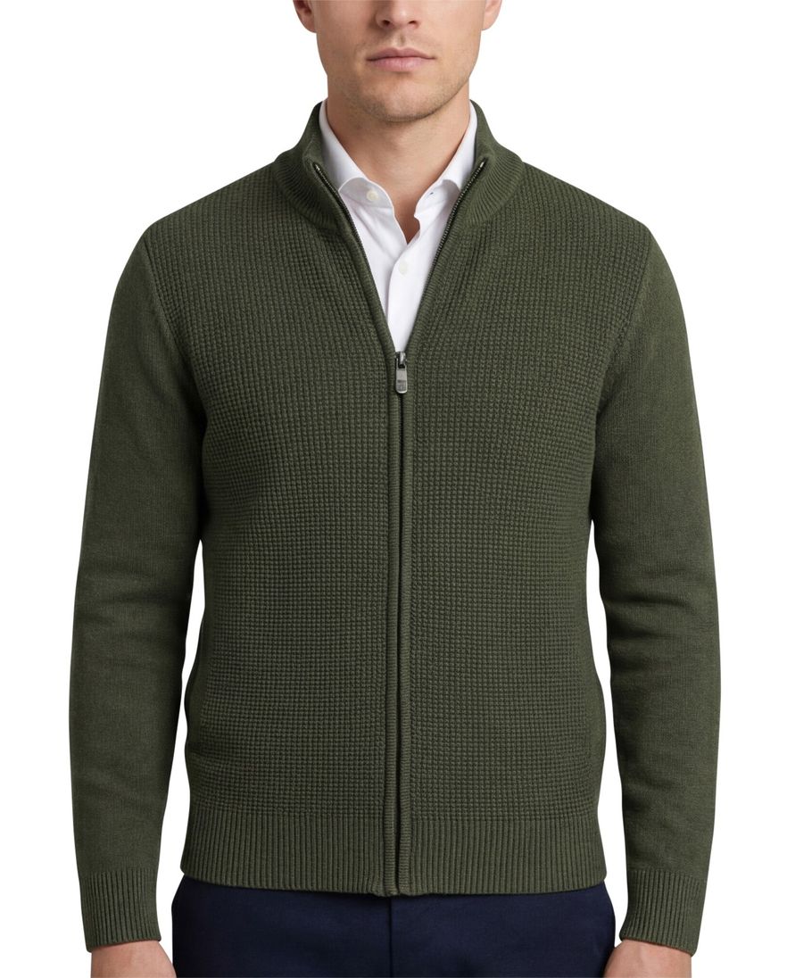 Groene State of Art vest opstaande kraag katoen