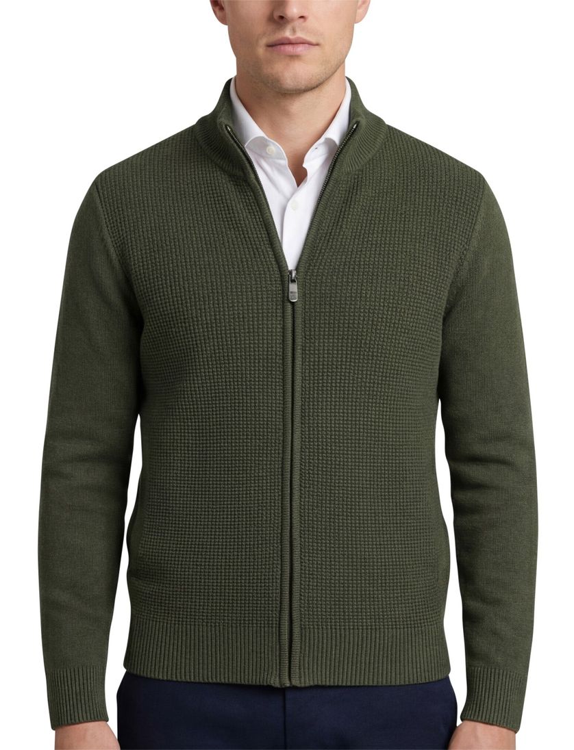 State of Art vest opstaande kraag katoen groen