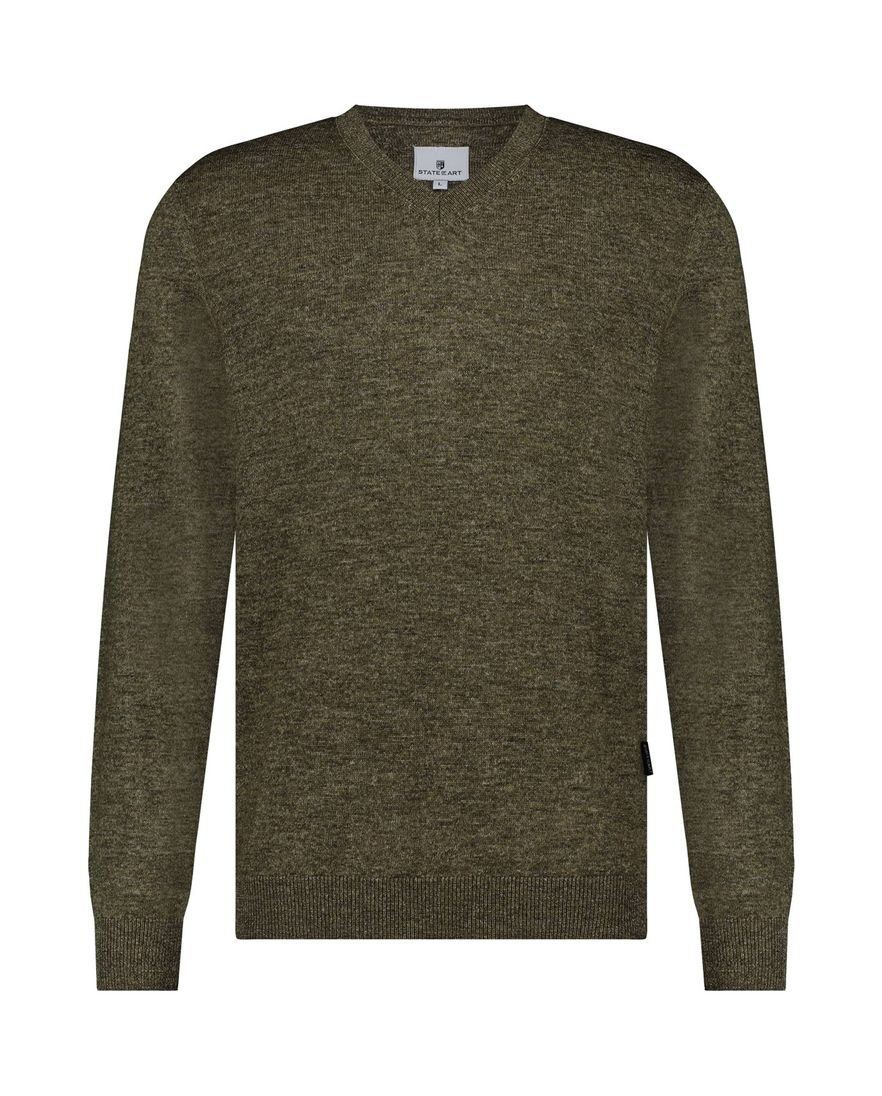 State of Art trui khaki v-hals katoen