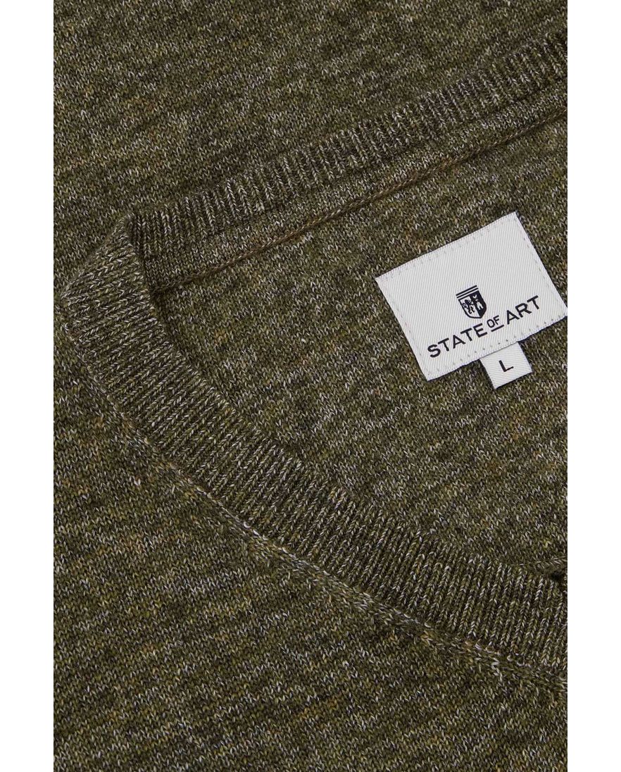 State of Art trui khaki v-hals katoen