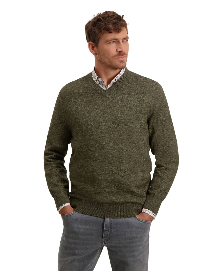 State of Art trui khaki v-hals katoen