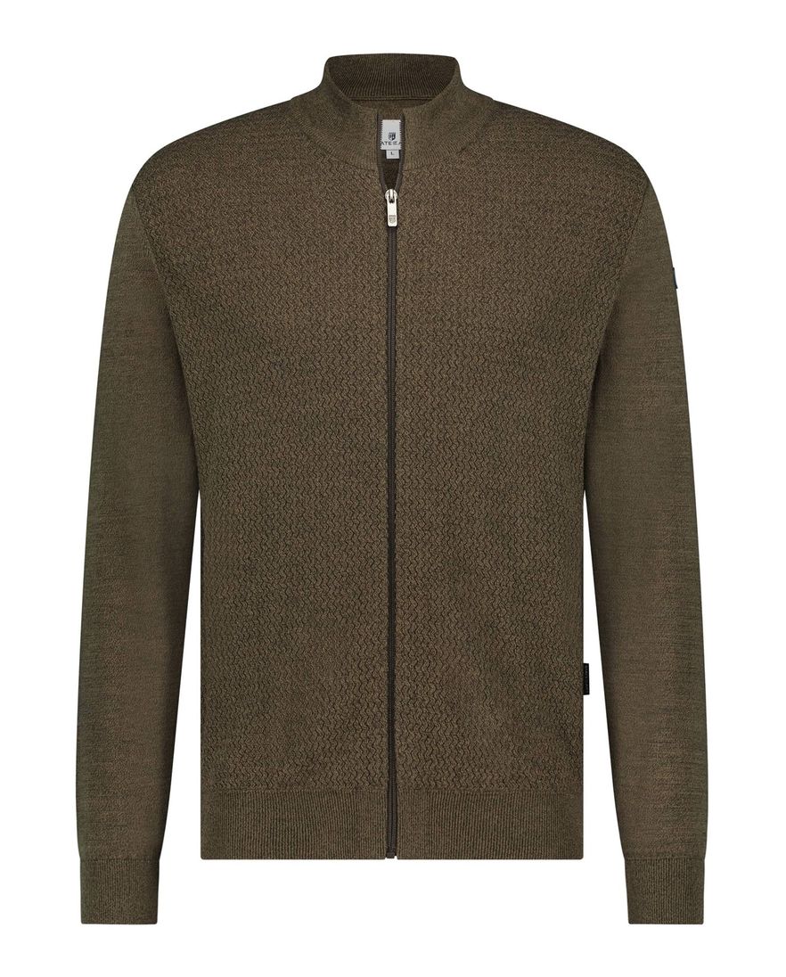 State of Art vest groen opstaande kraag katoen