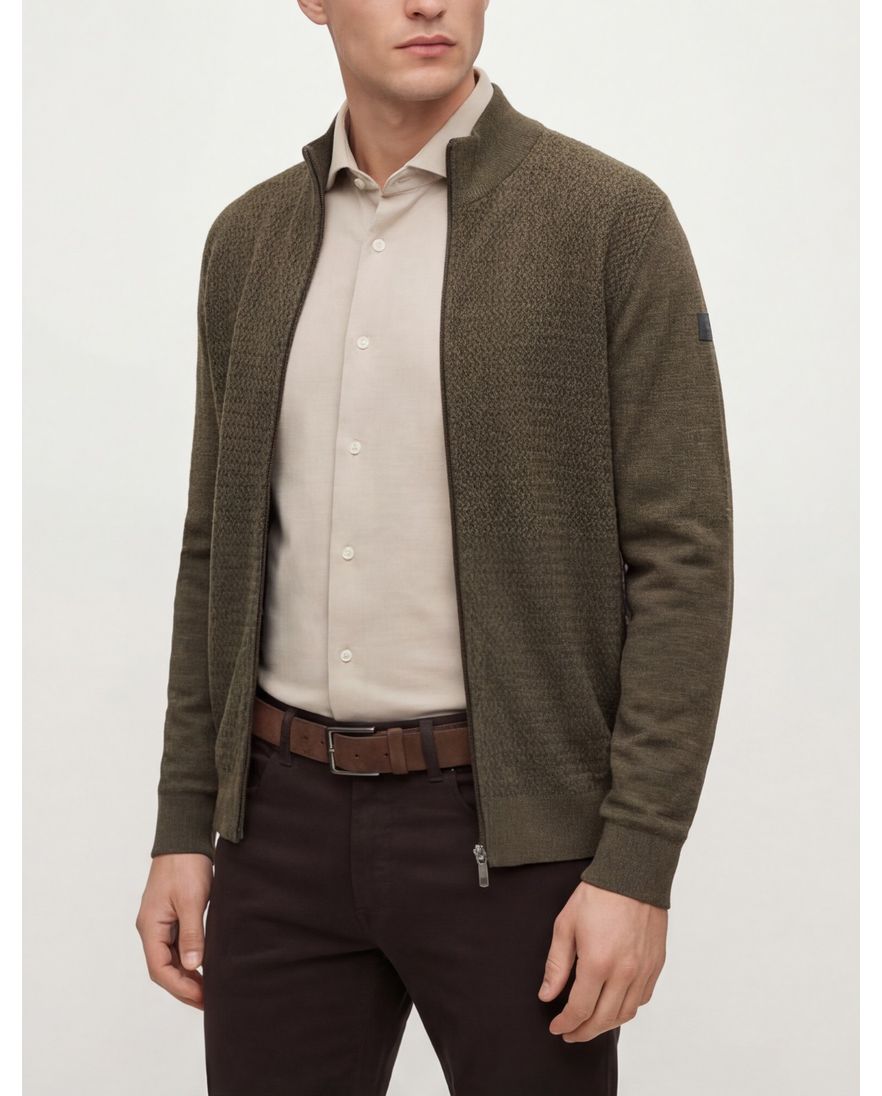 State of Art vest groen opstaande kraag katoen