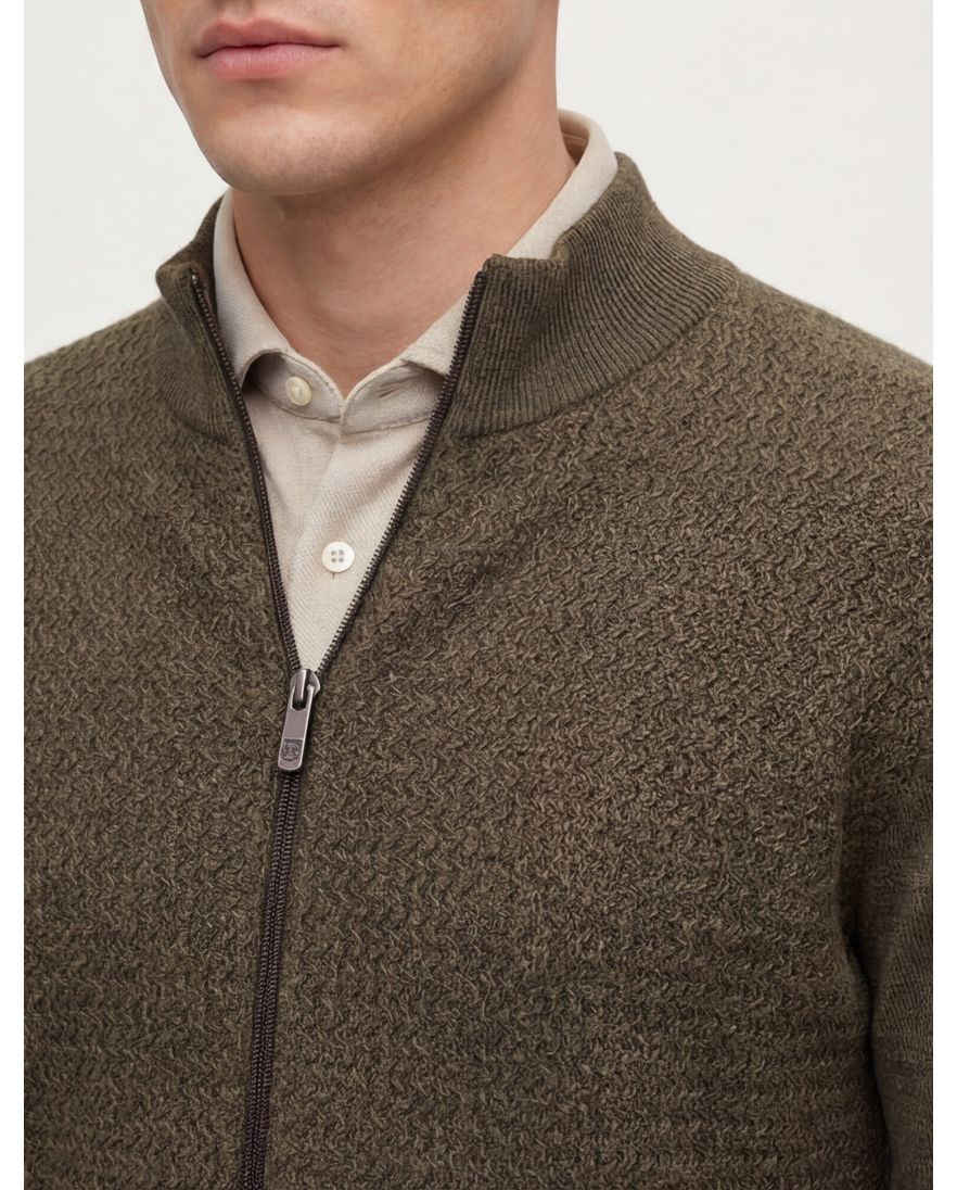 State of Art vest groen opstaande kraag katoen