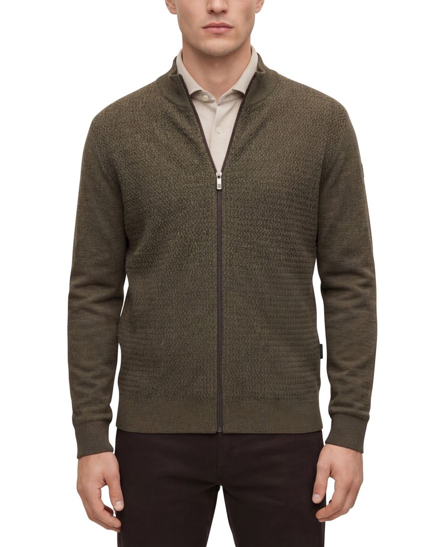 State of Art vest groen opstaande kraag katoen