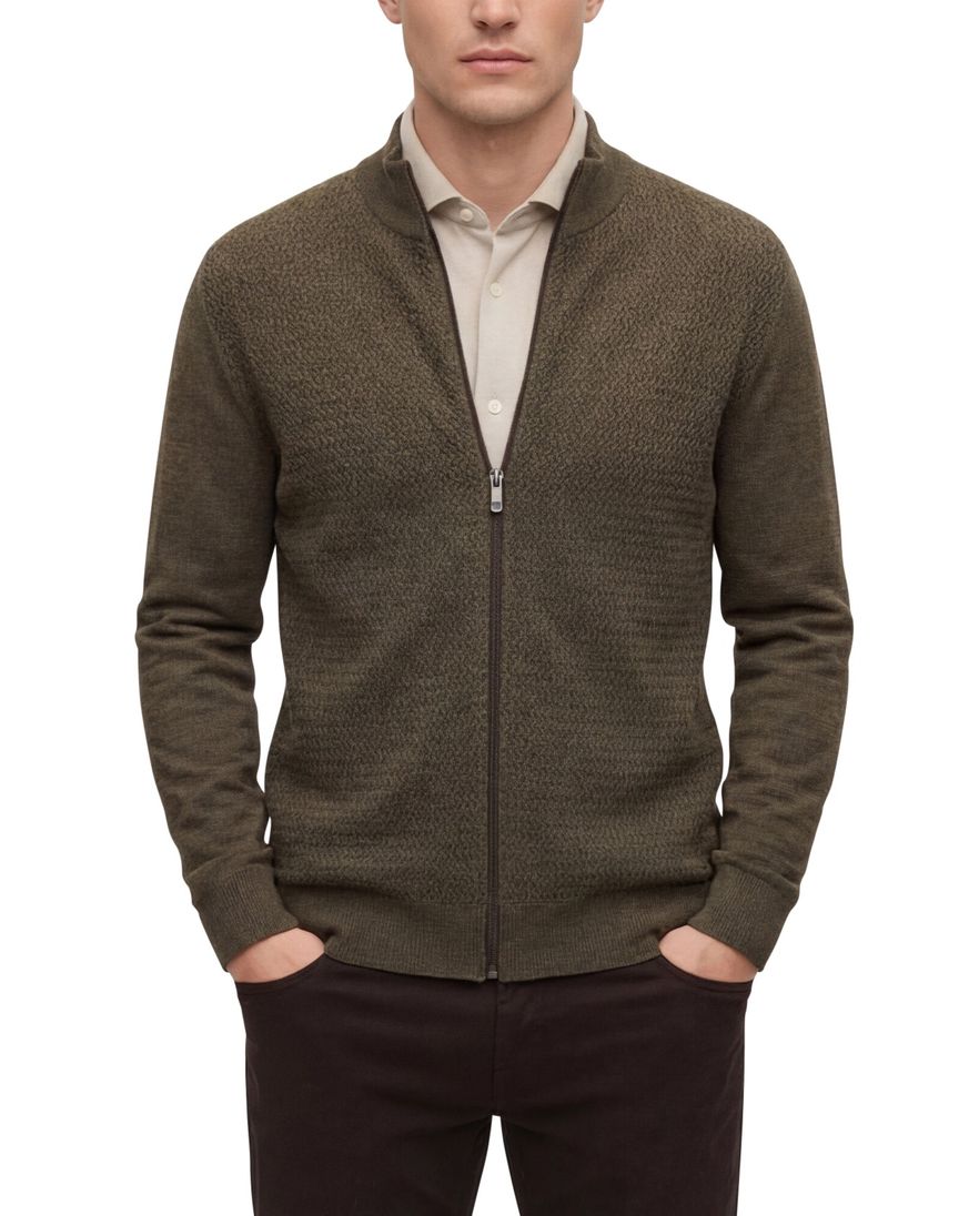 State of Art vest groen opstaande kraag katoen