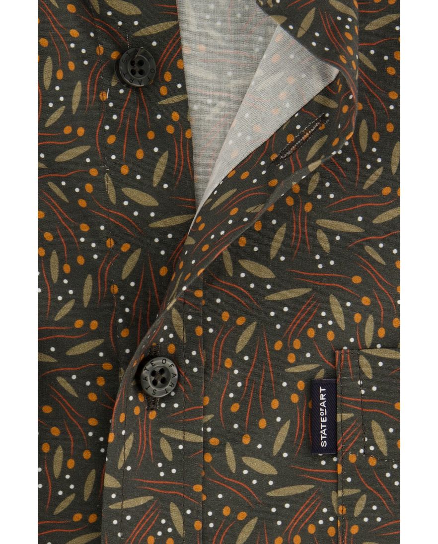 State of Art overhemd wijde fit katoen groen geprint