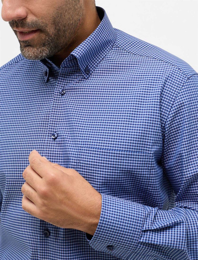 Eterna casual overhemd Comfort Fit blauw geruit katoen ml5