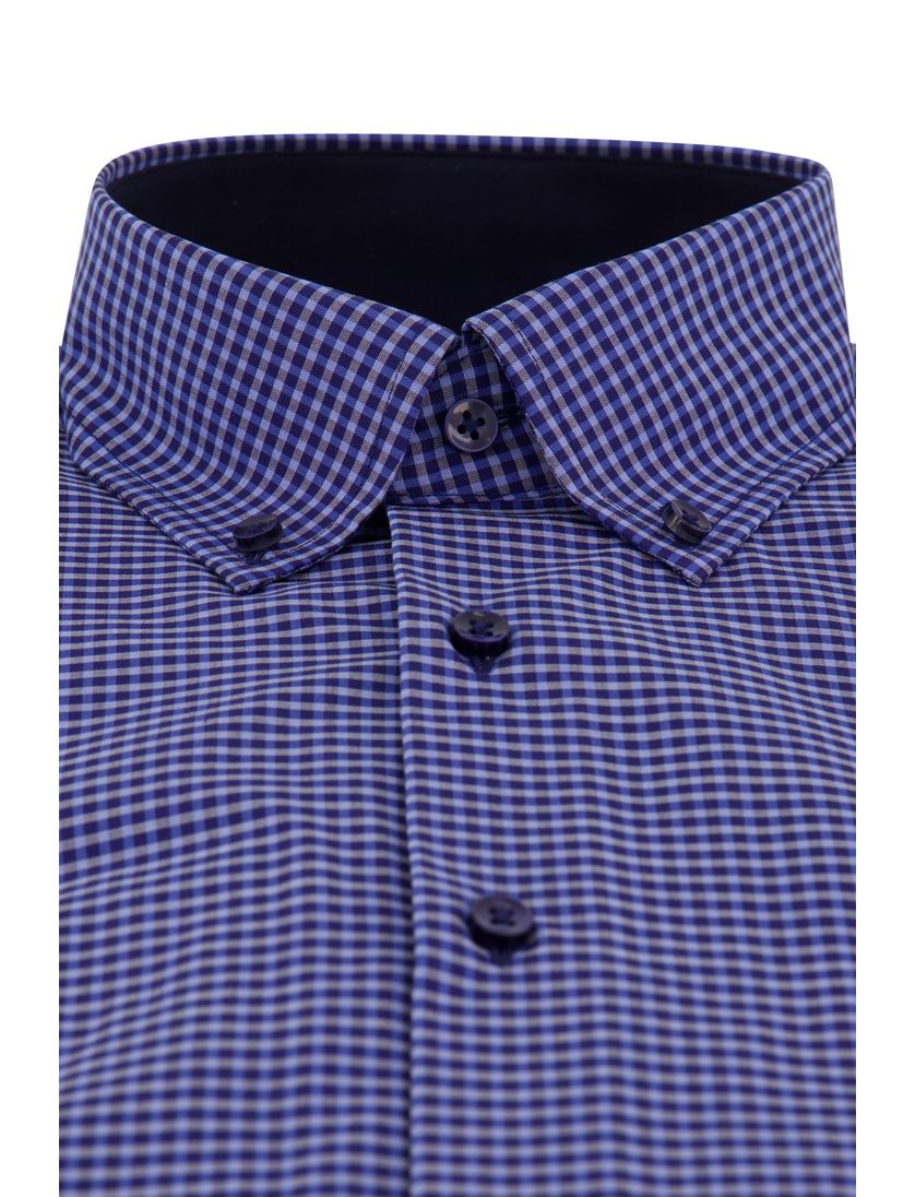 Eterna casual overhemd Comfort Fit blauw geruit katoen ml5