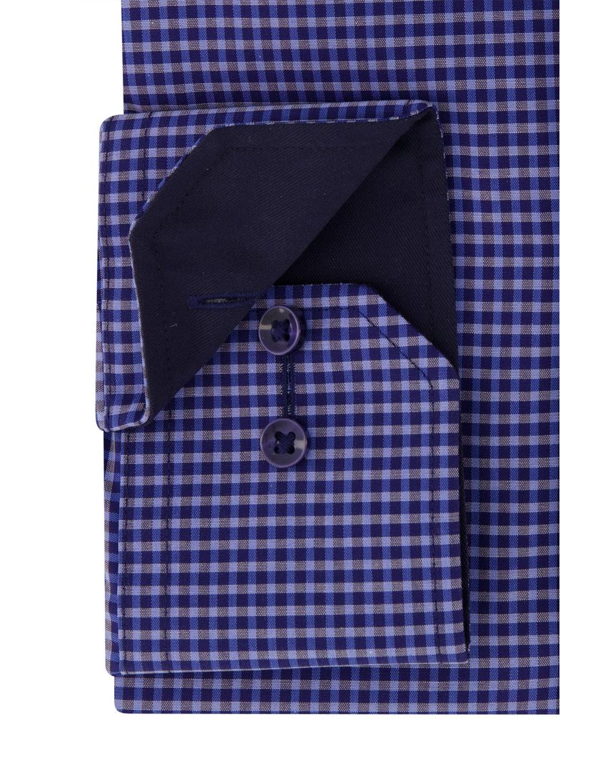 Eterna casual overhemd Comfort Fit blauw geruit katoen ml5