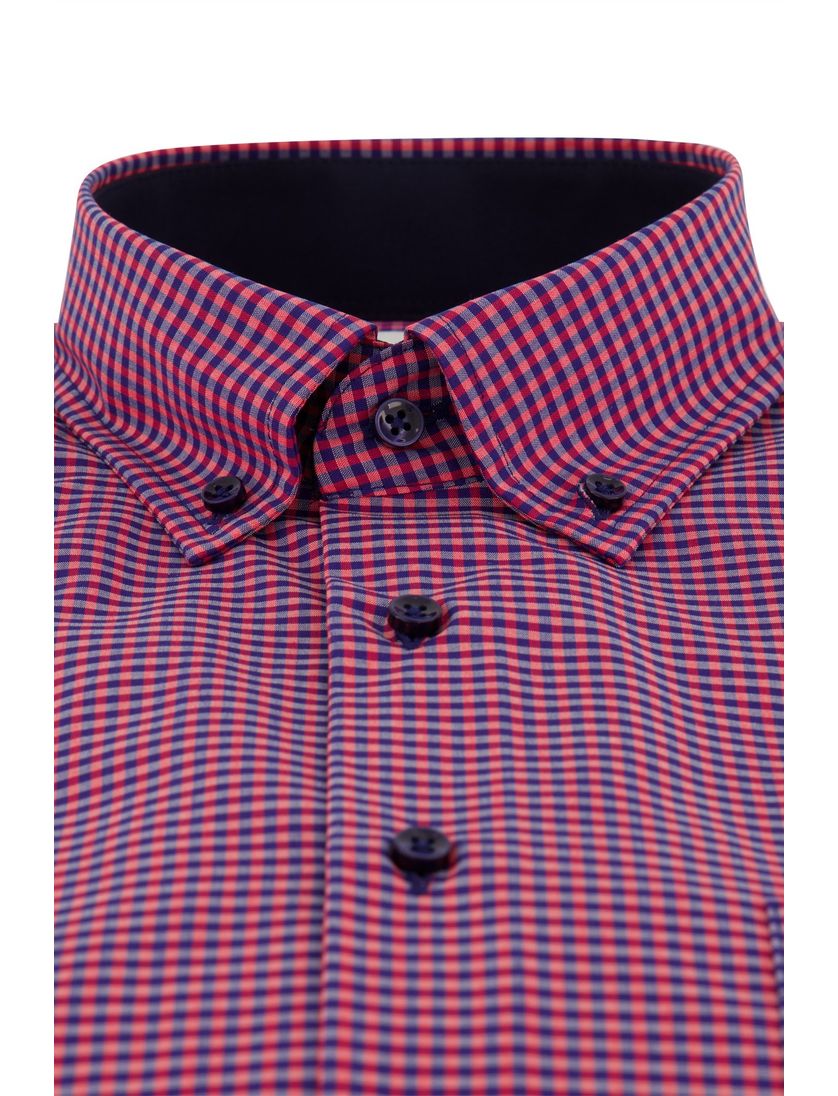 Eterna casual overhemd Comfort Fit roze blauw geruit katoen