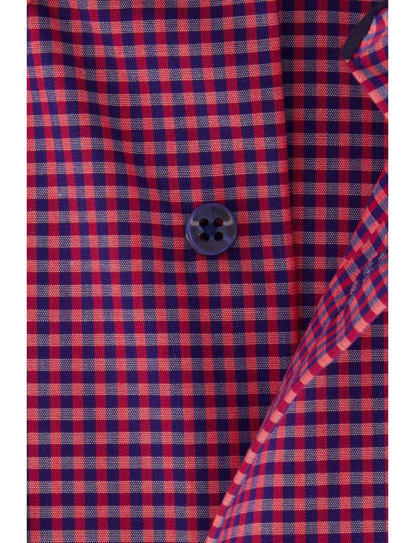 Eterna casual overhemd Comfort Fit roze blauw geruit katoen