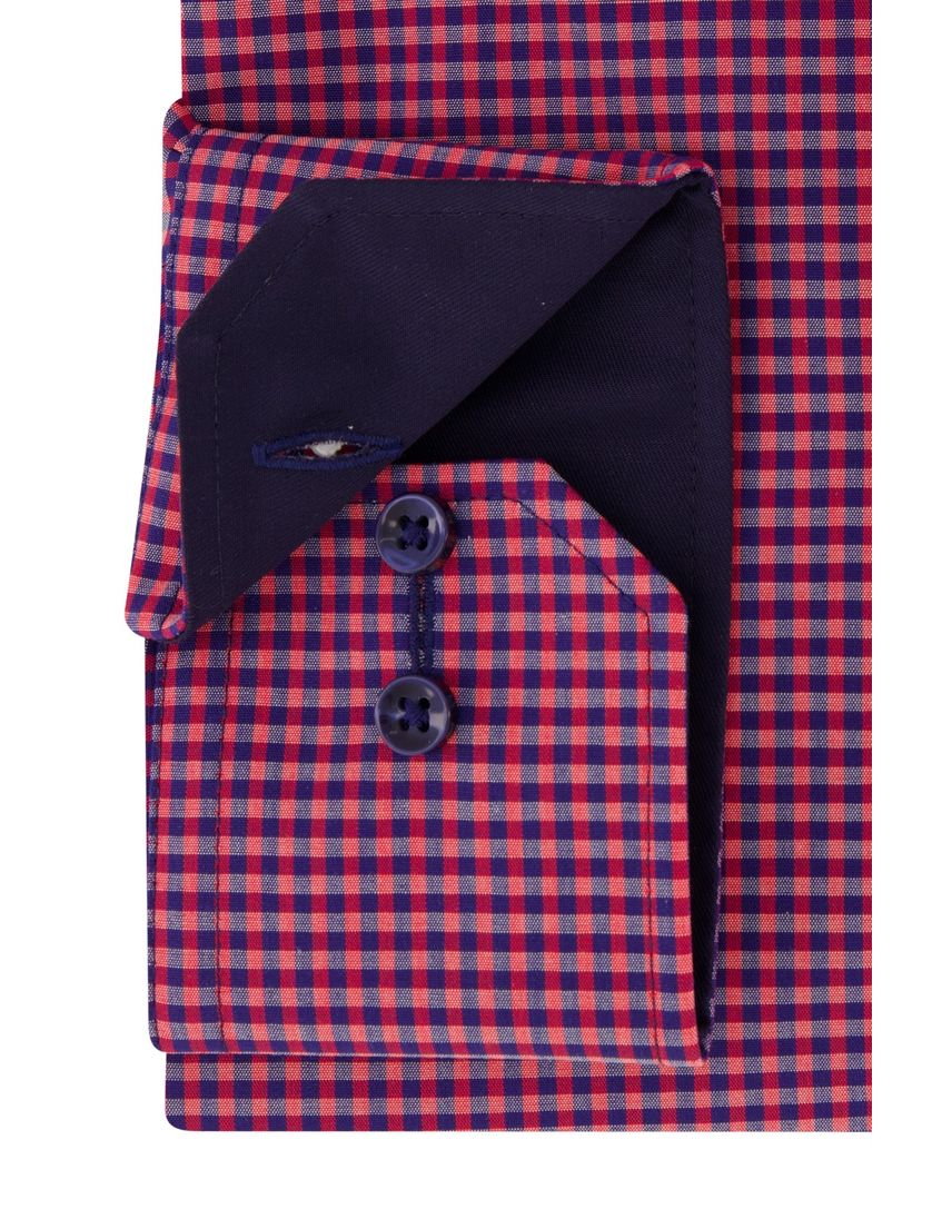 Eterna casual overhemd Comfort Fit roze blauw geruit katoen