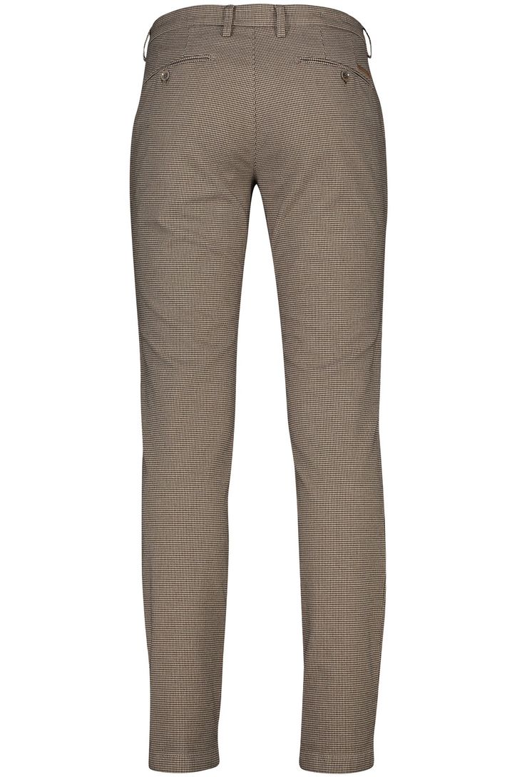 Katoenen Gardeur chino slim fit bruin geruit