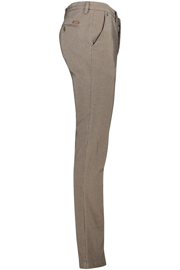 Katoenen Gardeur chino slim fit bruin geruit
