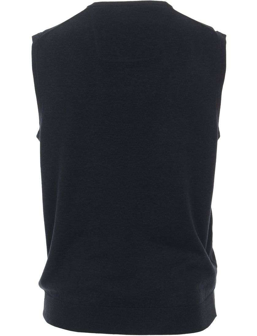 Slipover Casa Moda v-hals donkerblauw effen katoen