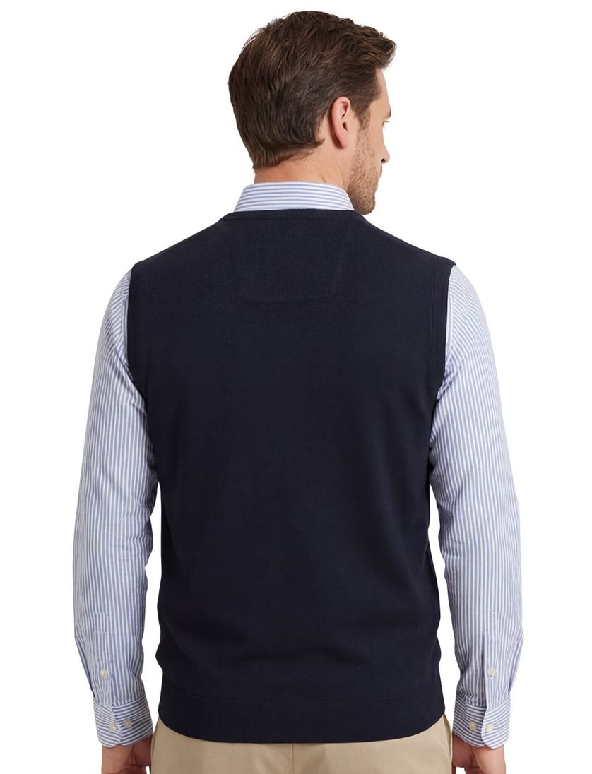 Slipover Casa Moda v-hals donkerblauw effen katoen