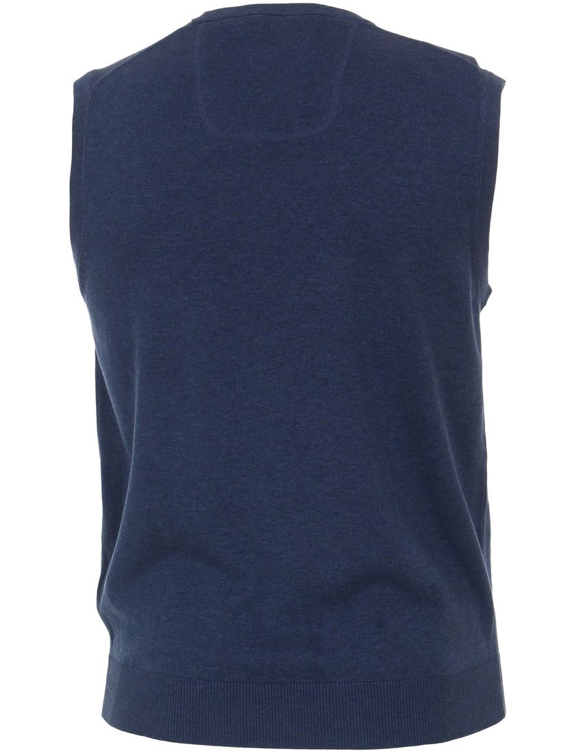 Casa Moda slipover met v-hals navy effen katoen