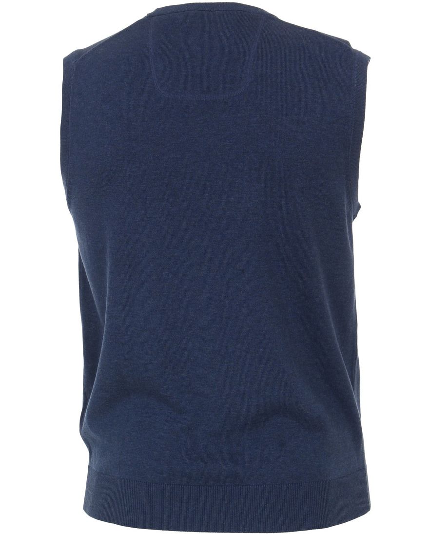 Casa Moda slipover v-hals donkerblauw effen katoen