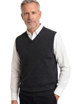 Casa Moda slipover Casa Moda v-hals grijs effen katoen