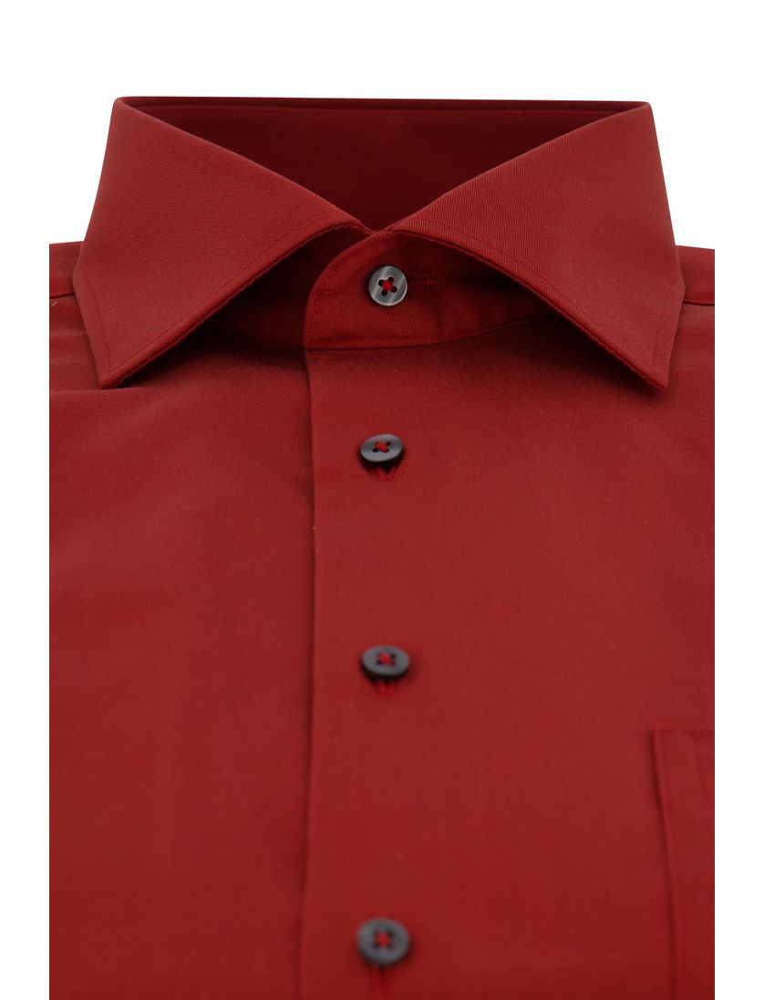 Overhemd Eterna Comfort Fit rood effen katoen