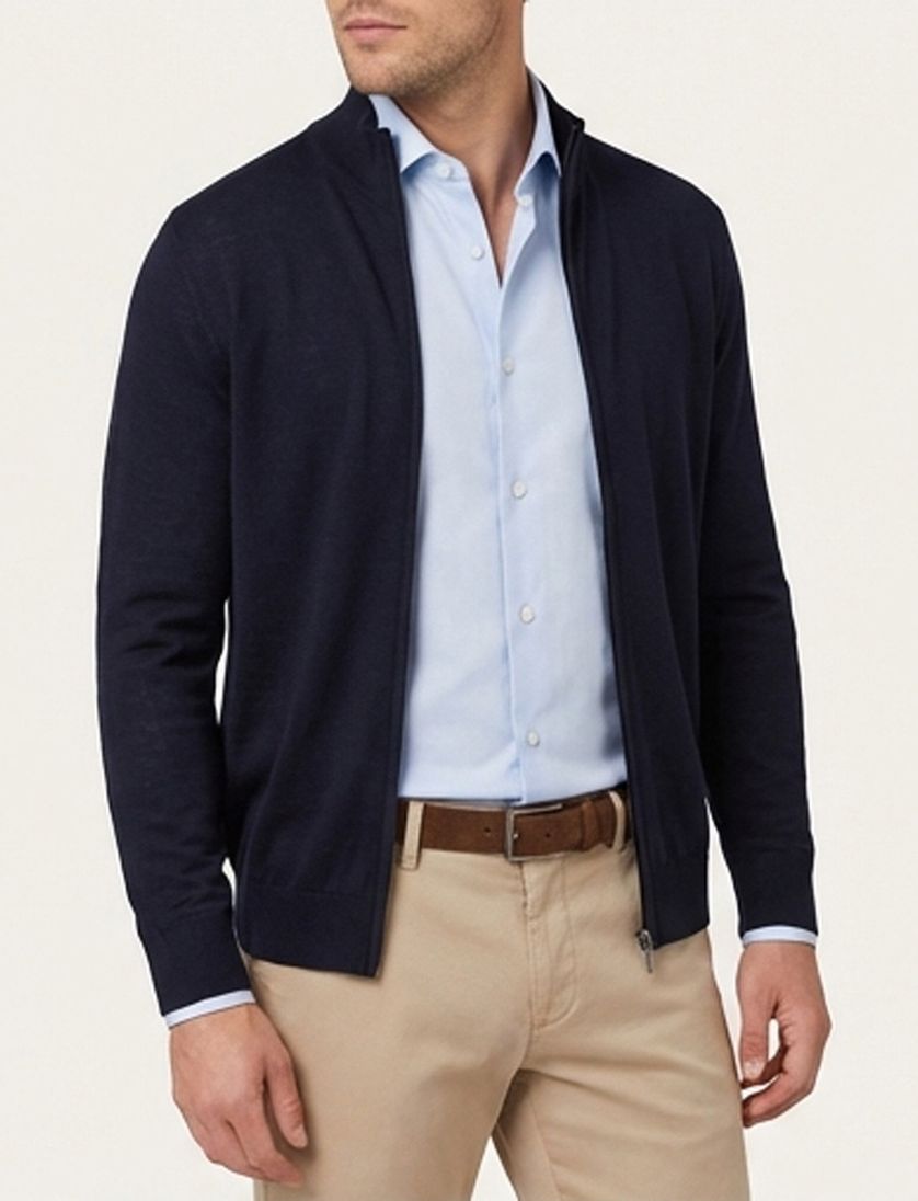 Portofino poloshirt grijs effen normale fit katoen 3 knoops