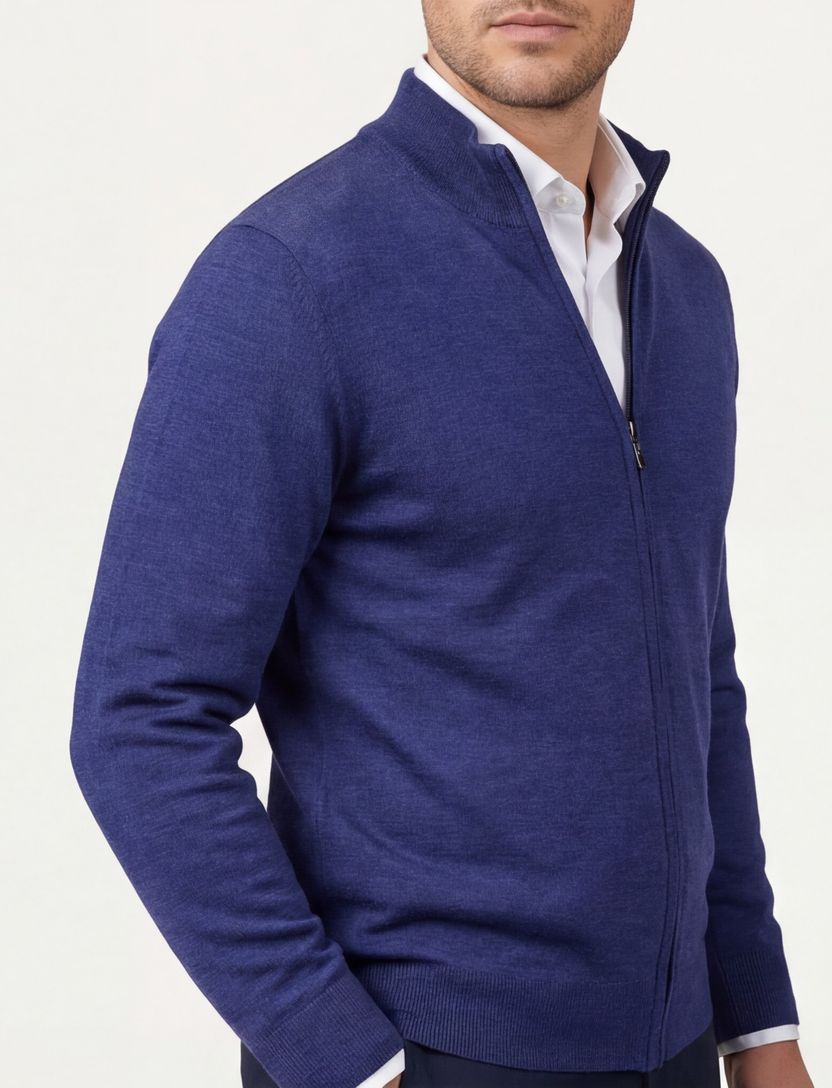 Portofino vest opstaande kraag wol blauw