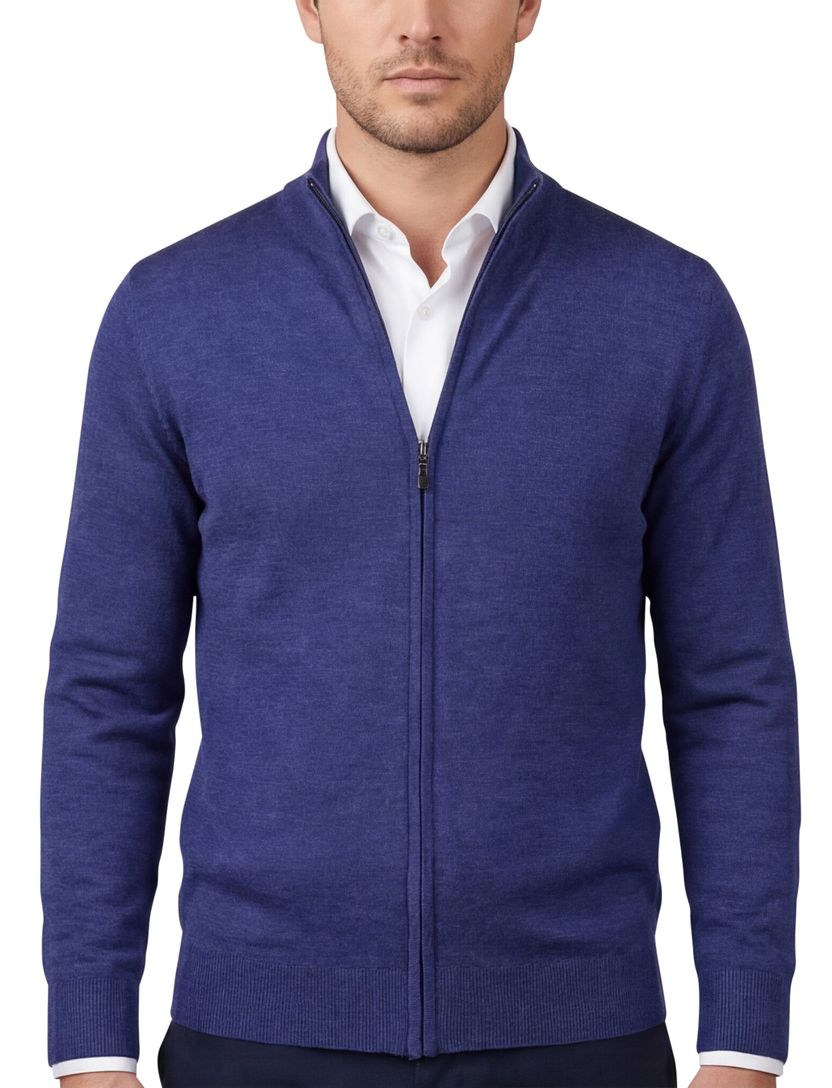 Portofino vest opstaande kraag wol blauw