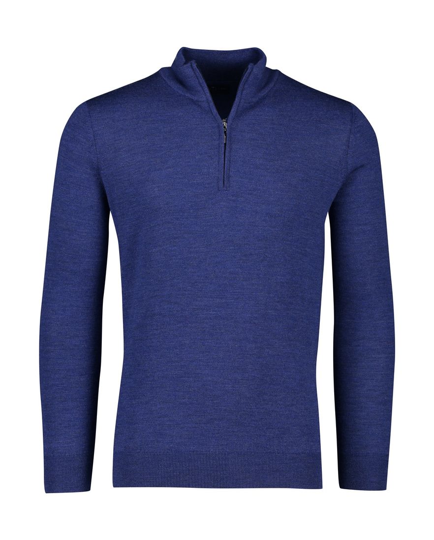 Portofino trui opstaande kraag blauw wol