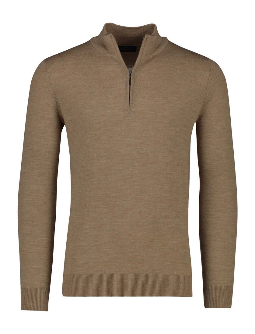 Wollen Portofino trui opstaande kraag beige