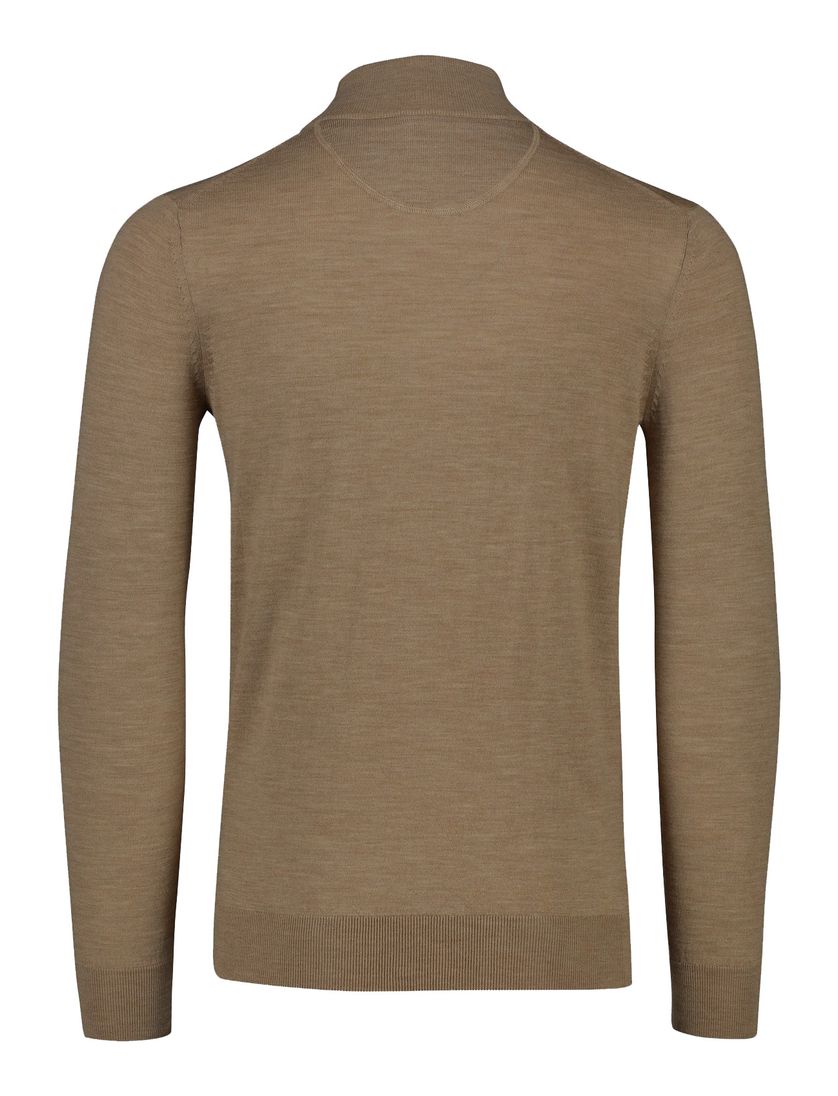 Wollen Portofino trui opstaande kraag beige