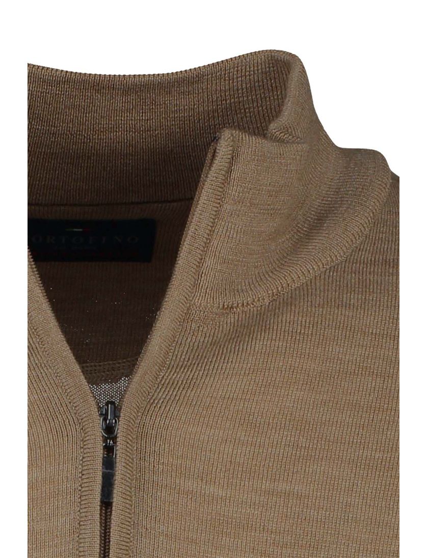 Wollen Portofino trui opstaande kraag beige