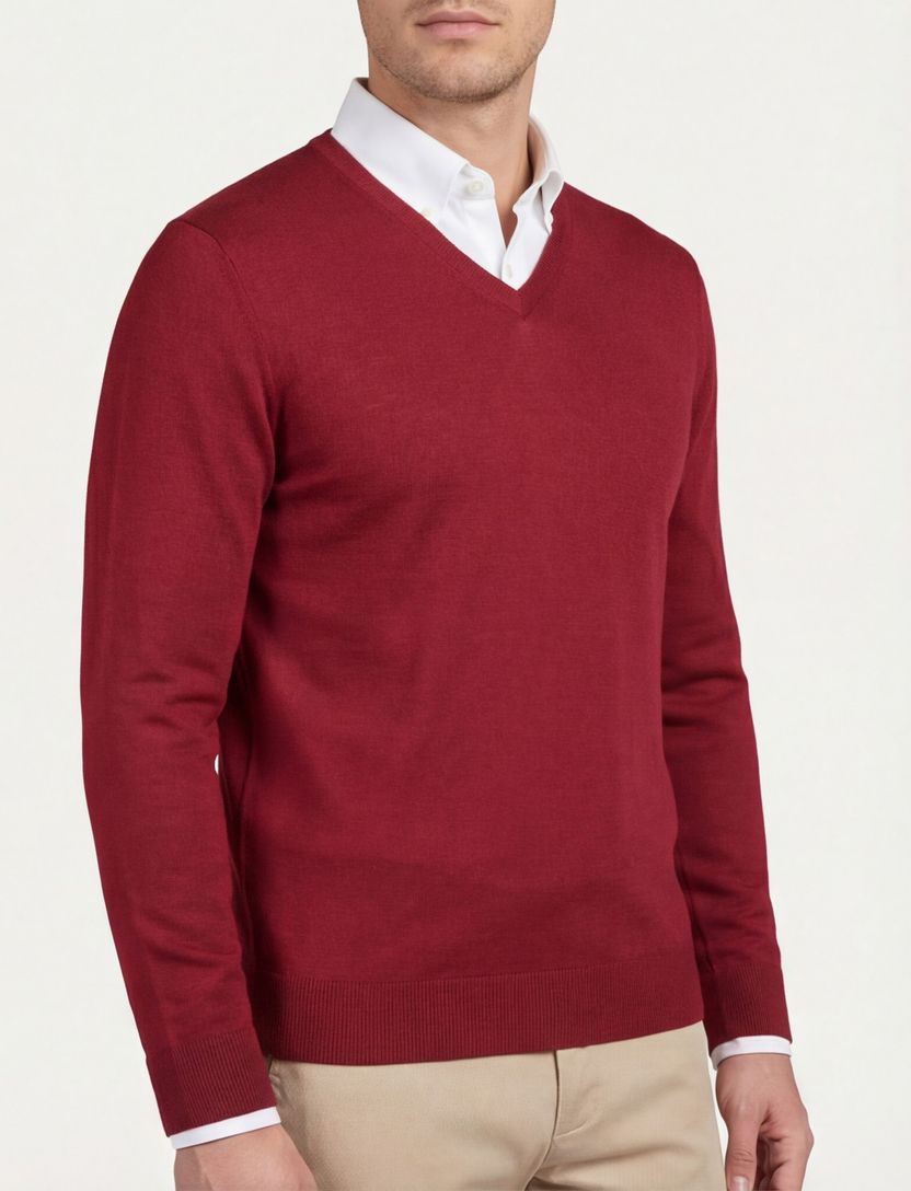 Portofino wollen trui rood v-hals