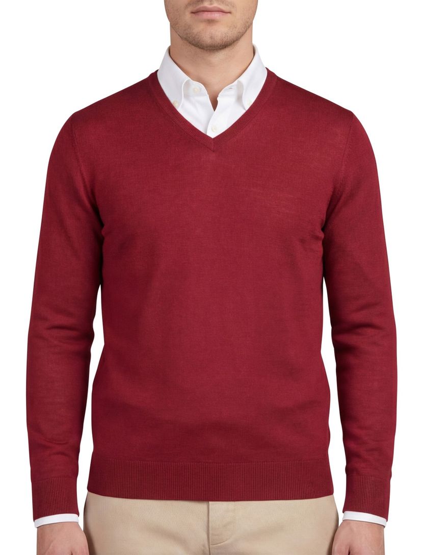 Portofino wollen trui rood v-hals