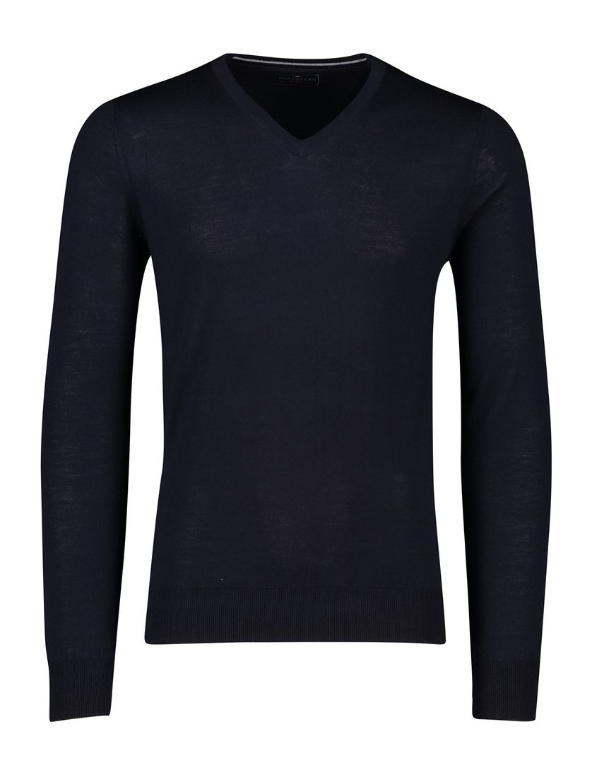 Portofino donkerblauwe trui wol v-hals