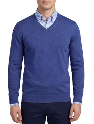 Portofino Portofino trui v-hals kobaltblauw gemêleerd wol