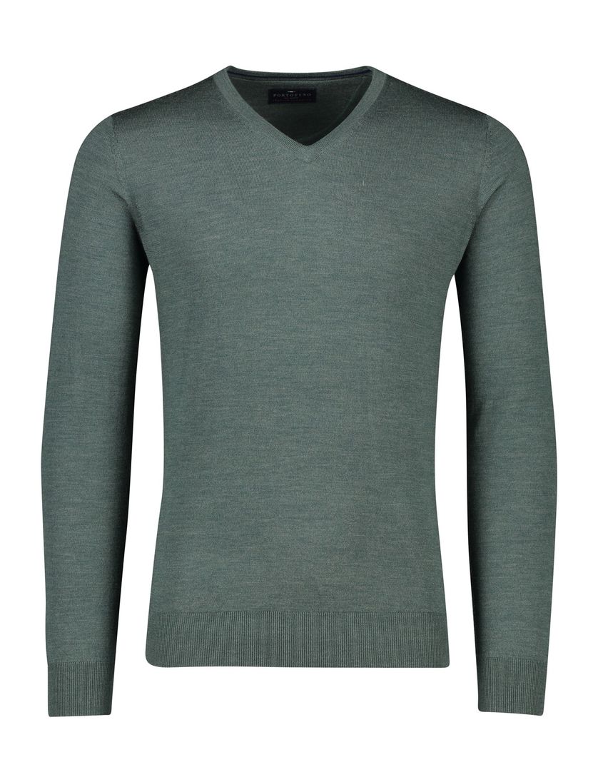 Portofino v-hals trui groen wol