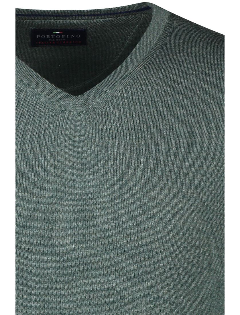 Portofino v-hals trui groen wol