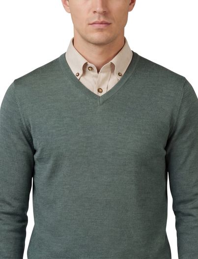Portofino Portofino v-hals trui groen wol