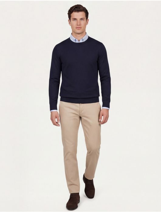 Portofino trui donkerblauw ronde hals