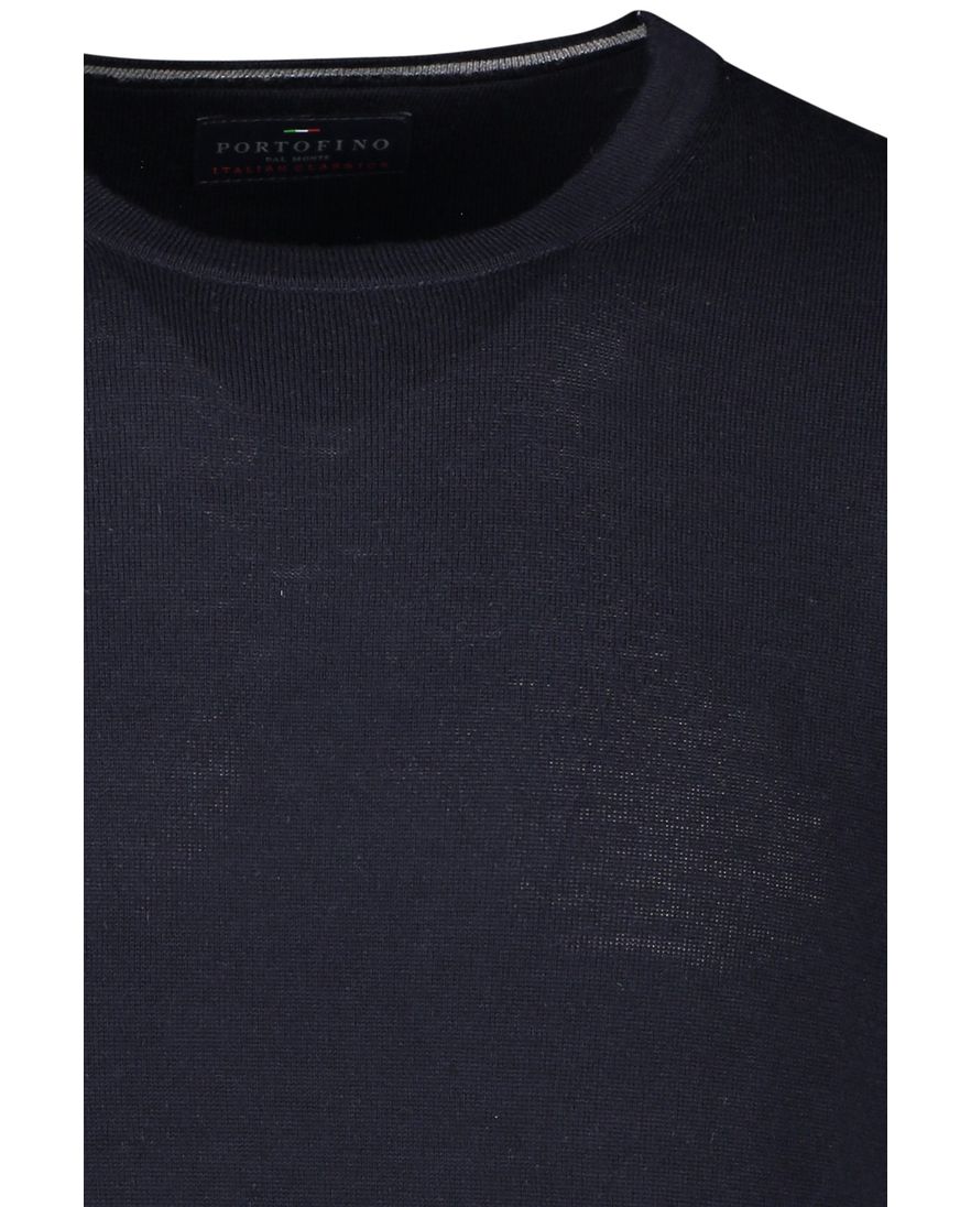 Portofino trui ronde hals donkerblauw wol